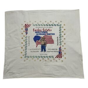 Vintage Smokey Bear Salutes Law Enforcement Armed Forces Tea Towel Patriotic